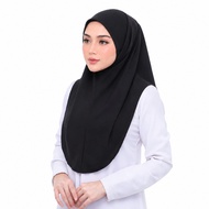 Tudung Hijab Sarung Instant Sarimah Moss Crepe Plain Soft Awning Size M & L