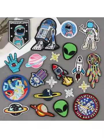 Alien Embroidery Cloth Sticker Astronaut Patch Sticker Decorative Embroidery Chapter Boy Spaceship R