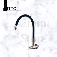 Black Itto Flexible Stainless Steel Wall Mounted Kitchen Water Tap &amp; Flexible Faucet Sink Cold Tap