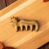 Islandoffer島嶼製作 綠檀木牛型無柄經絡梳 可愛造型 (一件)