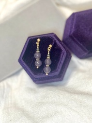 水晶系列 - 煙紫流光: 和田玉耳環