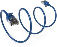 [50 Micron Gold Plated] 7Ft Cat.8 U/FTP Slim Shielded Ethernet Network Cable Blue 30AWG