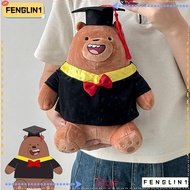 FENGLIN Plush Toys, Graduation Season We Bare Bears Dr. Cap Panda Doll, Cartoon Grizzly 27cm Bare Bear Peluche Toy Soft Stuffed Dolls