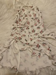 碎花吊帶睡裙束繩誘惑睡衣size S