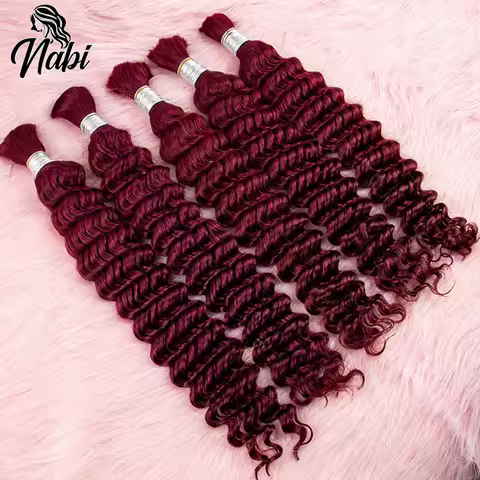 Nabi Boho Braids Human Hair Burgundy Hair Braiding Bundles Deep Wave Hair Extension Braids Curly Hai