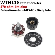 5Pcs WTH118 with Knob DIY Kit Parts 2W 1A Potentiometer 1K 2.2K 4.7K 10K 22K 47K 100K 470K 1M MF-A03