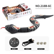 Remote Control Snake Toy with USB Charger and Interactive Crawling Action, Realistic Silver Ringed S