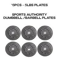 6PCS - 5LBS PLATES SPORTS AUTHORITY DUMBBELL /BARBELL PLATES
