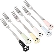 Cute Cat Paw Steel Forks, Dessert Forks, 3-Tine Portable Cocktail Salad Fruit Forks for Party Travel