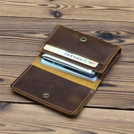 High Quality Vintage Crazy Horse Leather Credit Card Holder Wallet Mens Real Cowhide Slim ID VIP Cards Bags Small Change Coins Purses V812
