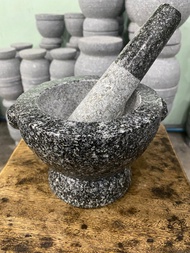 ครก ครกอ่างศิลา ครกหินทรงโบราณ ครกหินแท้ ครกสกัด ขนาด 6 นิ้ว พร้อมสาก mortar and pestle