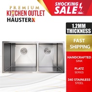 HAUSTERN PLATZ SERIES Double Bowl Stainless Steel Sink | Handcrafted Sink | HT-PLATZ-881-H