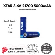 XTAR 3.6V 21700 5000mAh USB-C Rechargeable Battery Fast Charging Multiple Protections Flashlight