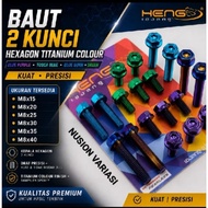 2 HEXAGON KEY BOLT M8 THREAD 12 NEW COLOR TITAN M8 COUNT15 M8 QUE20 M8 QUE25 M8 QUE30 M8 QUE40 HENG 