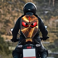 Beg galas Knight LED Iridescent PC Hard Shell Demon Eye Helmet Beg Kapasiti Besar Luaran Beg Menungg