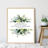 1 Thessalonians 5:16-18 Greenery Bible Verse Prints Scripture Poster Christian Quote Canvas Painting