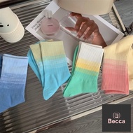 Becca-g0101 Candy Color Socks Mid-Tube Women's Plain Ankle White