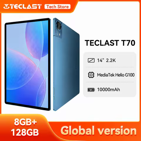 Teclast T70 Tablet PC 14 inch 2.2K Ultra Display MediaTek Helio G100 10000mAh 8GB RAM+128GB ROM 4G L