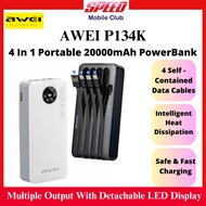 Awei P134K 20000mAh Powerbank Multiple Output With Detachable LED Display Long Battery Life