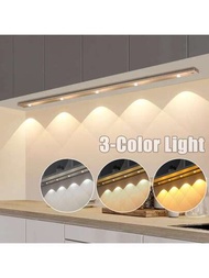 1入組超薄LED櫥櫃燈條帶運動感測器和可充電電池,合適的適用於廚房和臥室