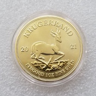 2021 Krugerrand Gold-Tone Collectible Coin | South Africa 1 oz Fine Gold Design | Paul Kruger & Spri