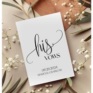 Vow Book - his vow her vow card with wedding promise 21|Wedding Vows |SHI1990