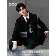GXG Men's Clothing Contrast Color Plaid Patchwork Wool Blend Short Coat Jacket Coat Winter 25