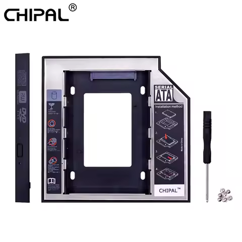 CHIPAL 12.7mm 2nd HDD Caddy 9.5mm SATA 3.0 Hard Disk Drive Box Optibay Enclosure DVD Adapter 2.5'' S