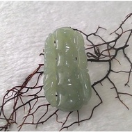 [Disk Crystal] [Rise Section] Old Pit Ice Jade~Bat Bamboo Carving Pendant JK-07 (Height 42 Width 21 