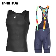 INBIKE เสื้อเจอร์ซีย์นักปั่นผู้ชายชุดปั่นจักรยานแขนกุดกางเกง Bib แบบมีรูระบายอากาศปั่นจักรยานฤดูร้อน