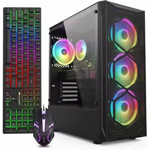 Gaming PC Desktop Computer Core i7 3.9GHz Radeon RX 580 8G 16GB RAM 512GB SSD WiFi 6 BT 5.0 RGB Fans