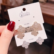 Women's earrings Silver Needle Full Diamond four-leaf clover fashion accessories