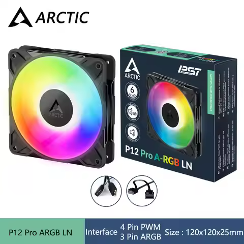 ARCTIC P12 Pro ARGB LN 12cm Chassis Fan,5V 3Pin ARGB/12V 4Pin PWM/Fluid Dynamic Bearing/450-2000RPM
