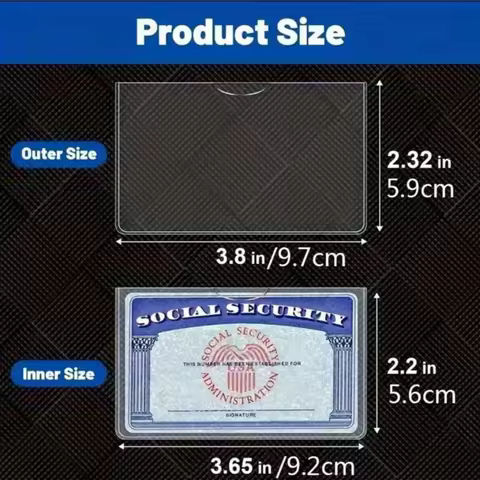 10PCSPVC Transparent ID Card Holder, Waterproof Hard Card Case for Social Security Driving License
