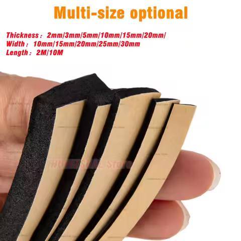 New Self Adhesive Sponge Seal Strip Thicken Black EPDM Rubber Single Sided Adhesive Soundproof Foam 