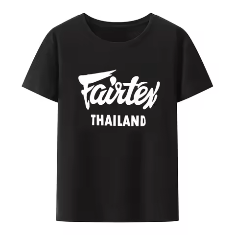 Fairtex Thailand T-Shirt Black Casual Muay Thai Kickboxing Round Neck Loose Graphic Hipster Blouse S