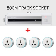 Vollia 60CM/80CM/100CM Mult Movable Power Track Socket （Available in Singapore） Modern Electric Wall Outlet 6000W Universal Power Point Track Socket 13A Module Wall Plug Socket(with LED Aperture）Power Extension Track for Kitchen/Living Room/office