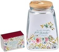 Christian Art Gifts Keepsake Count Your Blessings Glass Gratitude Jar Set with Bible Verse Note Card