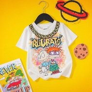 เสื้อยืดคอกลม แขนสั้น แพทเทิร์นแนวแขน raglans ลายกราฟิกตัวละครการ์ตูนเด็กชาย