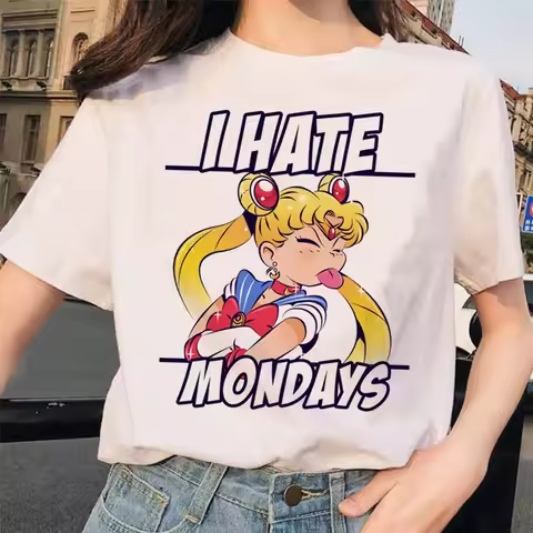 2026 Japanese Cartoon Anime _Sailor Moon_ Female Warrior Rabbit-themed Printed T-shirt for Cute Ladi