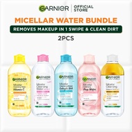 Garnier Makeup Remover Micellar Water (400mlx2) | Pink/Blue Salicylic/Vitamin C/Rose/Oil-Infused/Pee