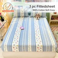 Dansunreve 100% Cotton Bedsheet 800TC Cute Cartoon Fitted Bedsheet Mattress Protector Single Queen King Size