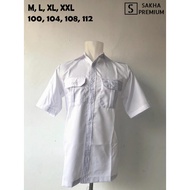 Ghaziya Outfit - PDH COWOK Baju Kemeja Putih PNS Guru  Kerja Lengan Pendek Kantoran Terlaris  Katun 