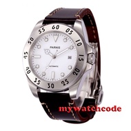 43mm Parnis white dial Sapphire Glass 21 jewels miyota Automatic mens