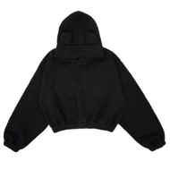 HOODIE WANITA KOREAN STYLE SHERPA HOODIE BULU KUPING BERUANG CROP