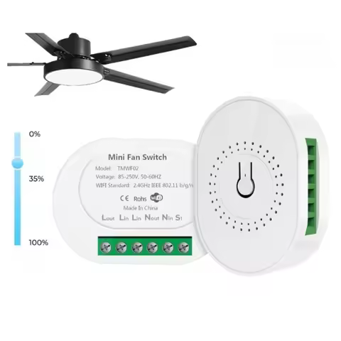 Voice Controller WiFi Fan Switch White Touch And Mechanical Control Speed Control Function 2.4GHz IE