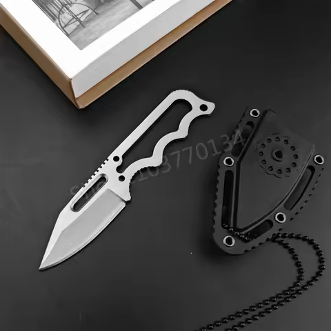 Hot-selling Small Neck Keychain Knife Fixed Blade Knife 5Cr15MoV Blade Steel Handle Outdoor EDC Camp