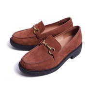 經典百搭寬楦厚底樂福鞋麂皮棕