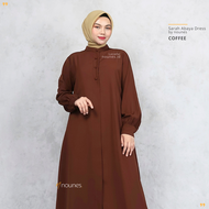 Nounes Sarah Abaya Dress Gamis Polos Wanita Manset Kancing Saku Kanan Busui Friendly Woolpeach Grade A