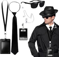 6 Agent Costume Accessories, Intelligence Costume Accessories with Black Sunglasses, ID Card, Adjust